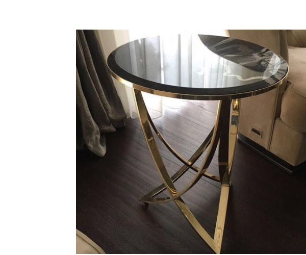 GLAS & METAL SIDE TABLE